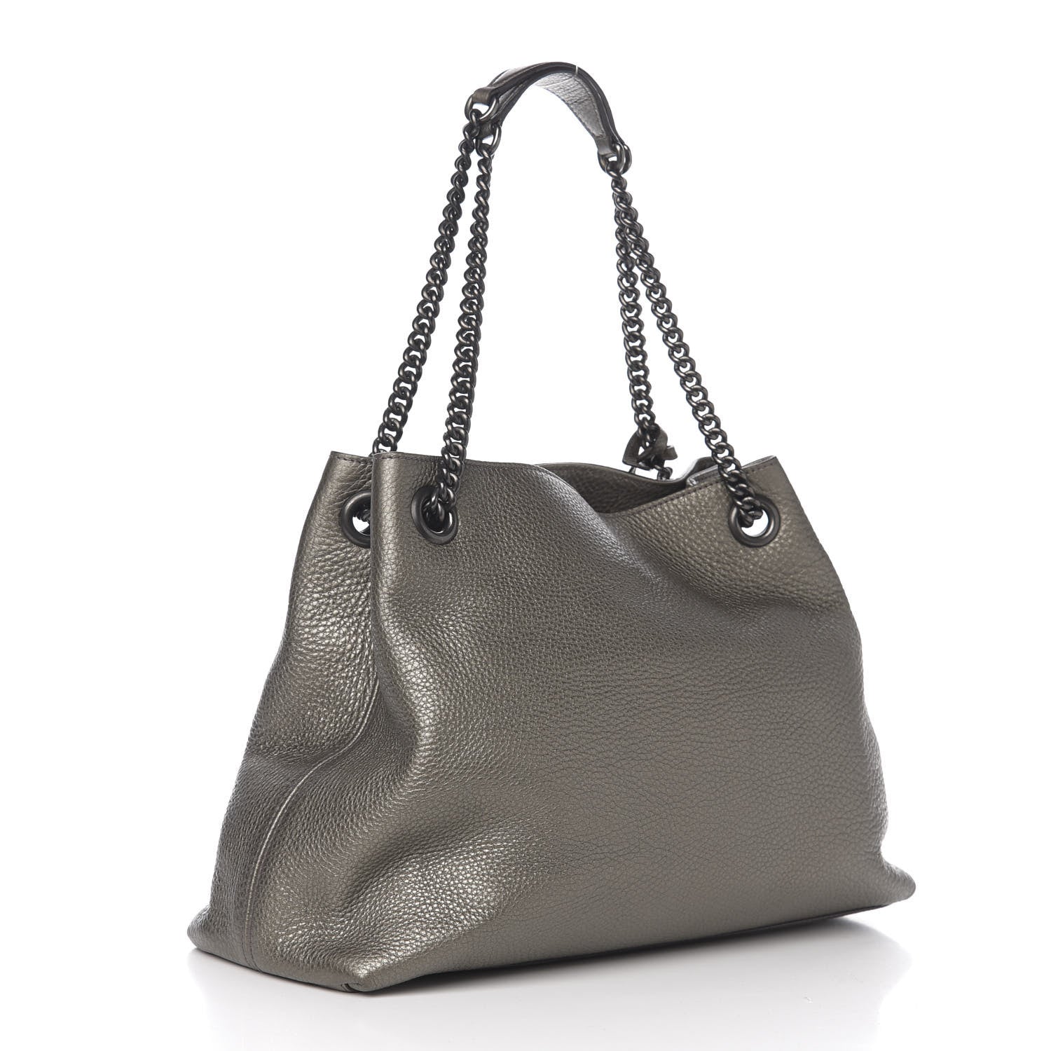 Gucci Metallic Pebbled Calfskin Medium Soho Chain Shoulder Bag Sasso 2 of 9