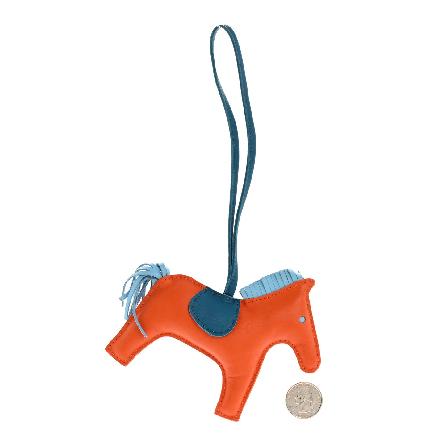 Milo Lambskin Grigri Rodeo Horse Bag Charm MM Feu Celeste Bleu Izmir