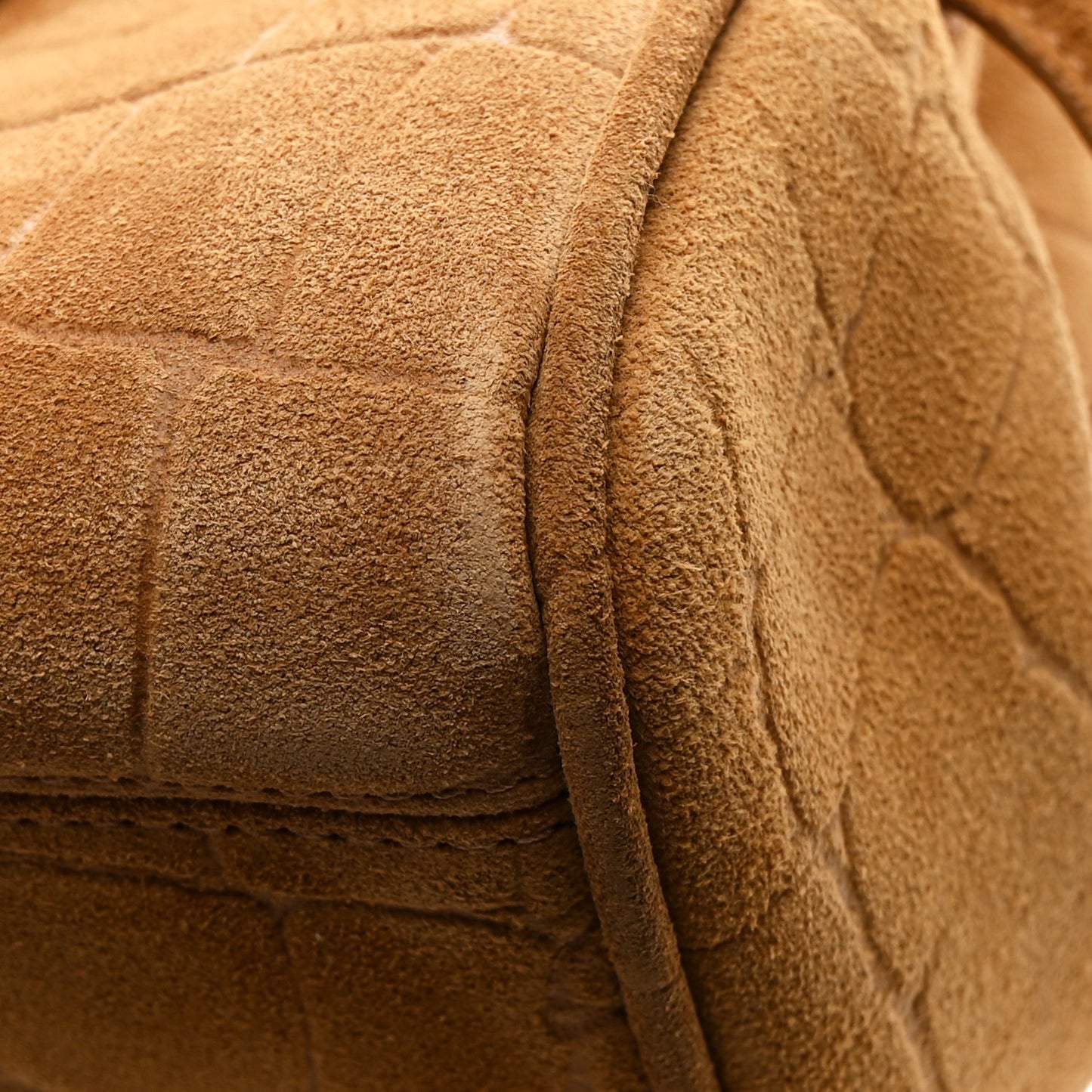 Suede Crocodile Embossed Le Turismo Bowling Bag Camel