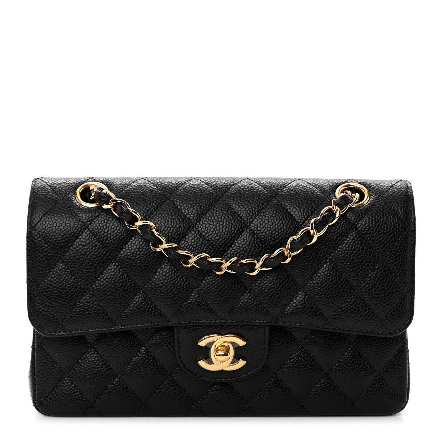Caviar Quilted Small Double Flap Black