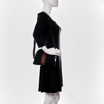 Gucci Suede Patent Web GG Small Ophidia Dome Shoulder Bag Black 2 of 10
