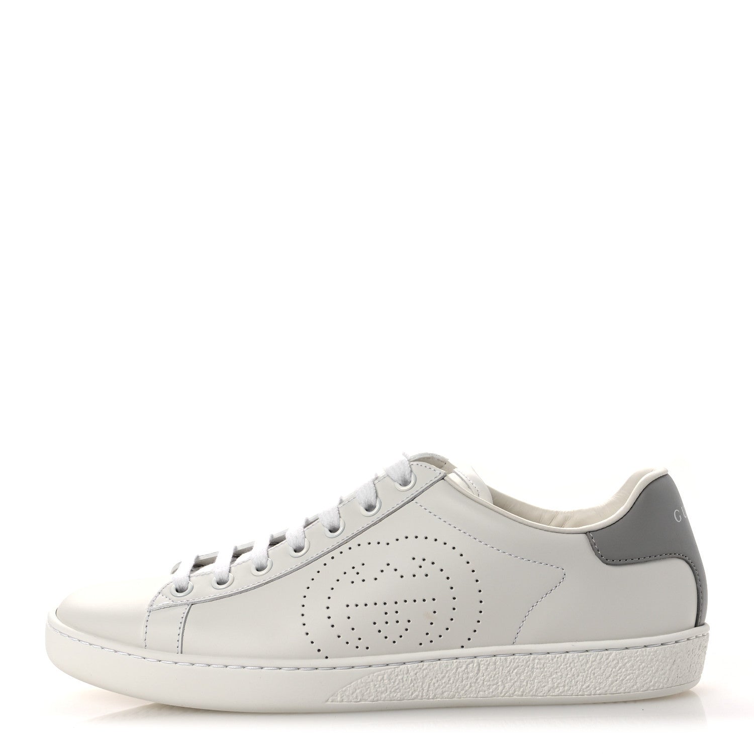 Gucci Calfskin Interlocking G Perforated Womens Ace Sneakers 38.5 White Grey Sky 1 of 13