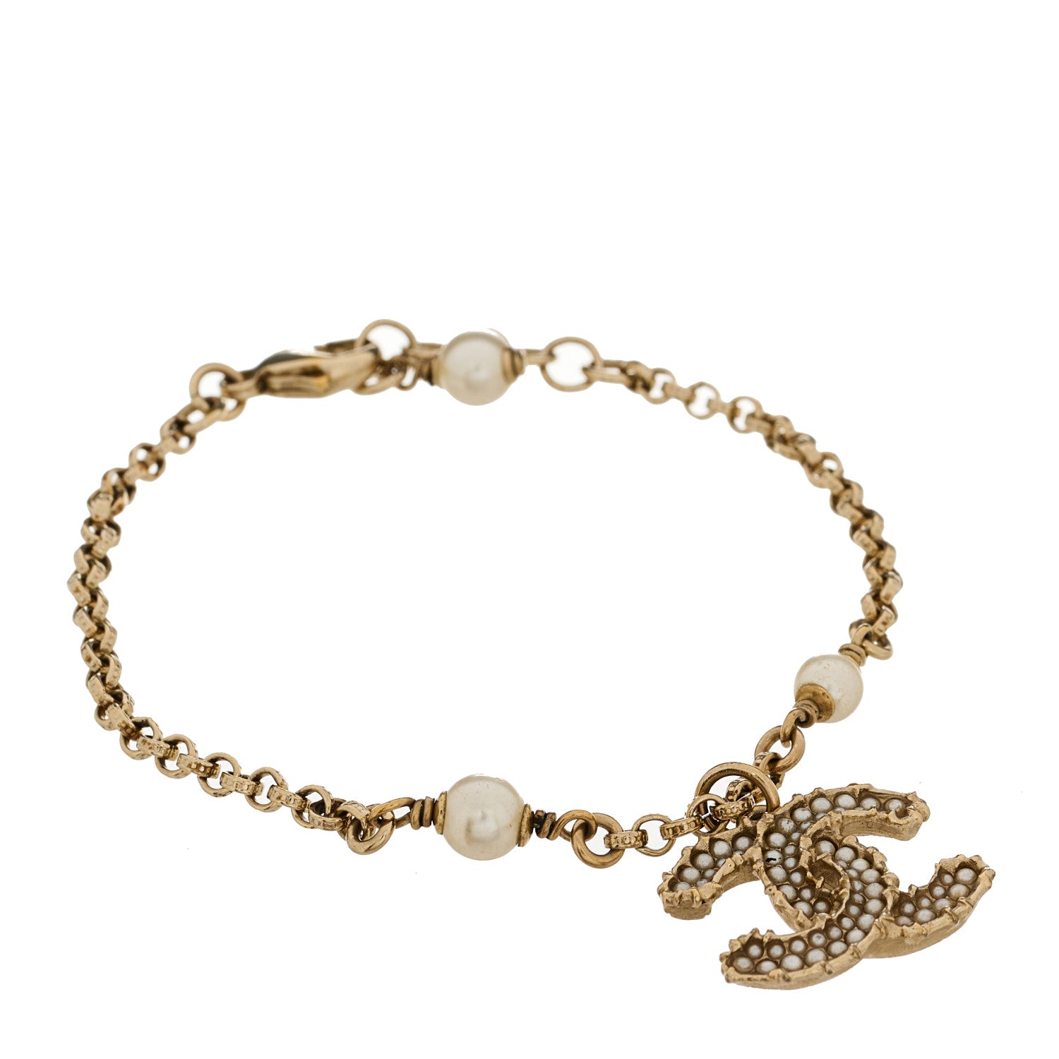 Chanel Pearl CC Bracelet Light Gold 1 of 4