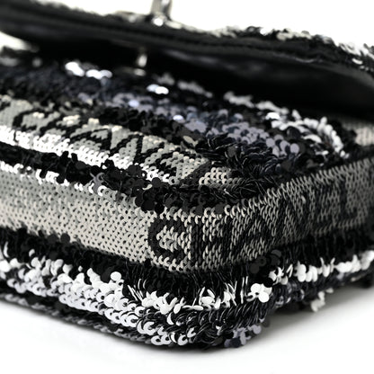 Chanel Sequin COCO Clutch With Chain Black Silver 10 of 13