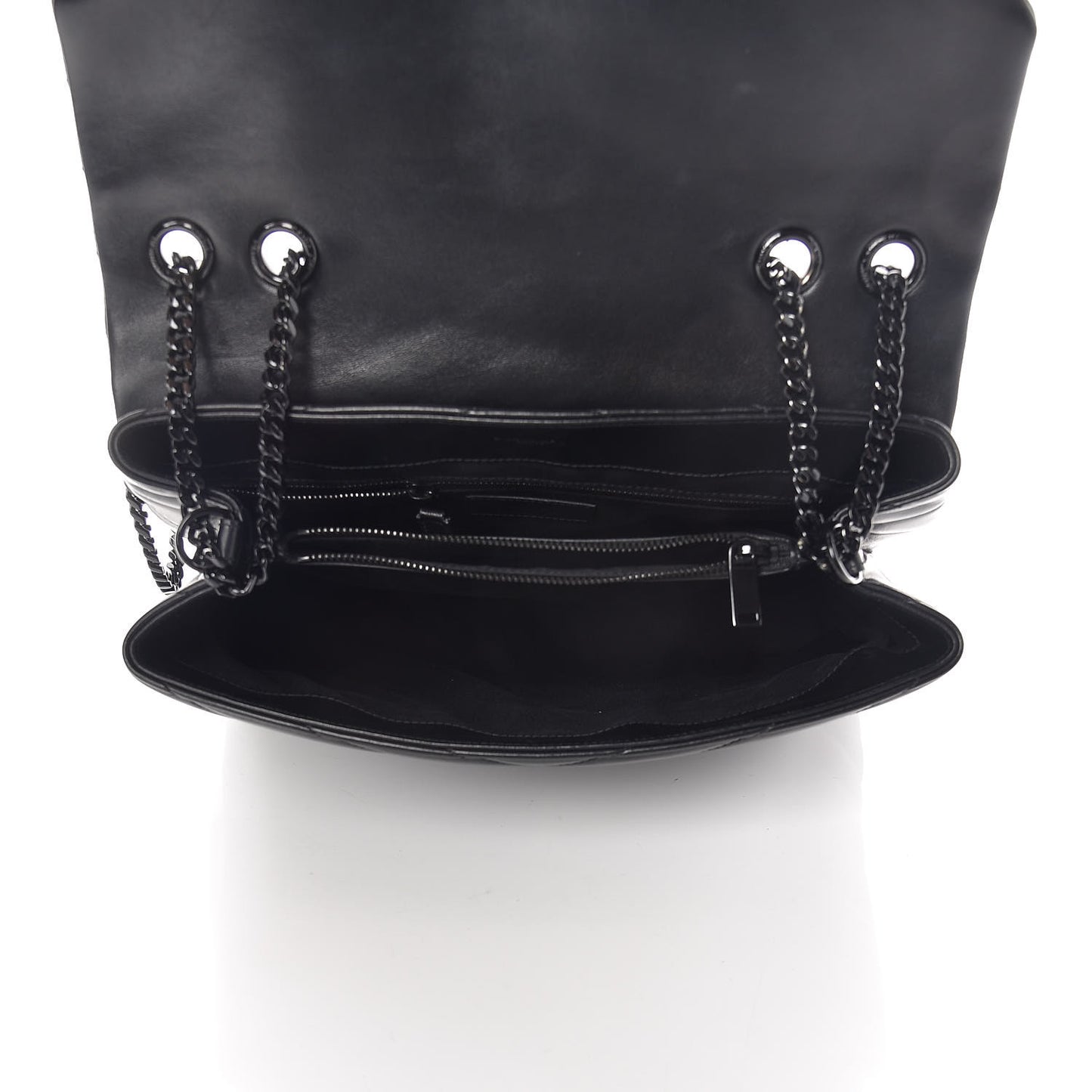 Calfskin Y Quilted Monogram Medium Loulou Chain Satchel Black