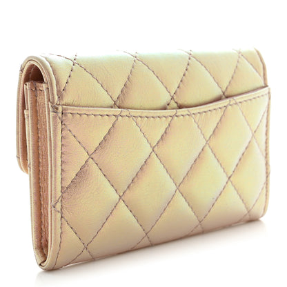 Chanel Iridescent Calfskin Quilted Flap Card Holder Wallet Pink 3 of 8