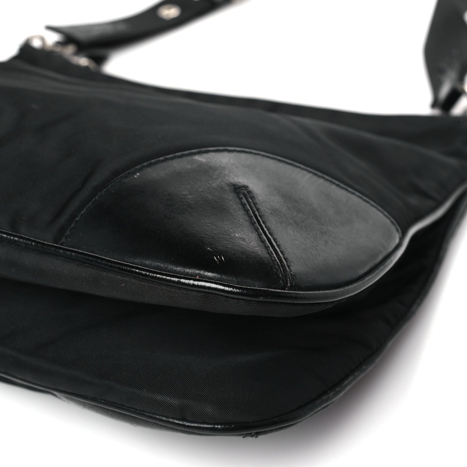 Prada Tessuto Nylon Soft Calf Shoulder Bag Black 8 of 10