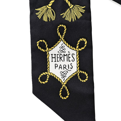 Hermes Silk Galons Et Brandebourg Twilly Black Gold White 2 of 6