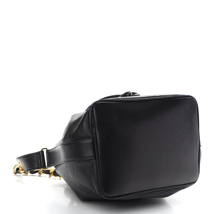 Chanel Lambskin CC Stitched Drawstring Bucket Bag Black 5 of 12