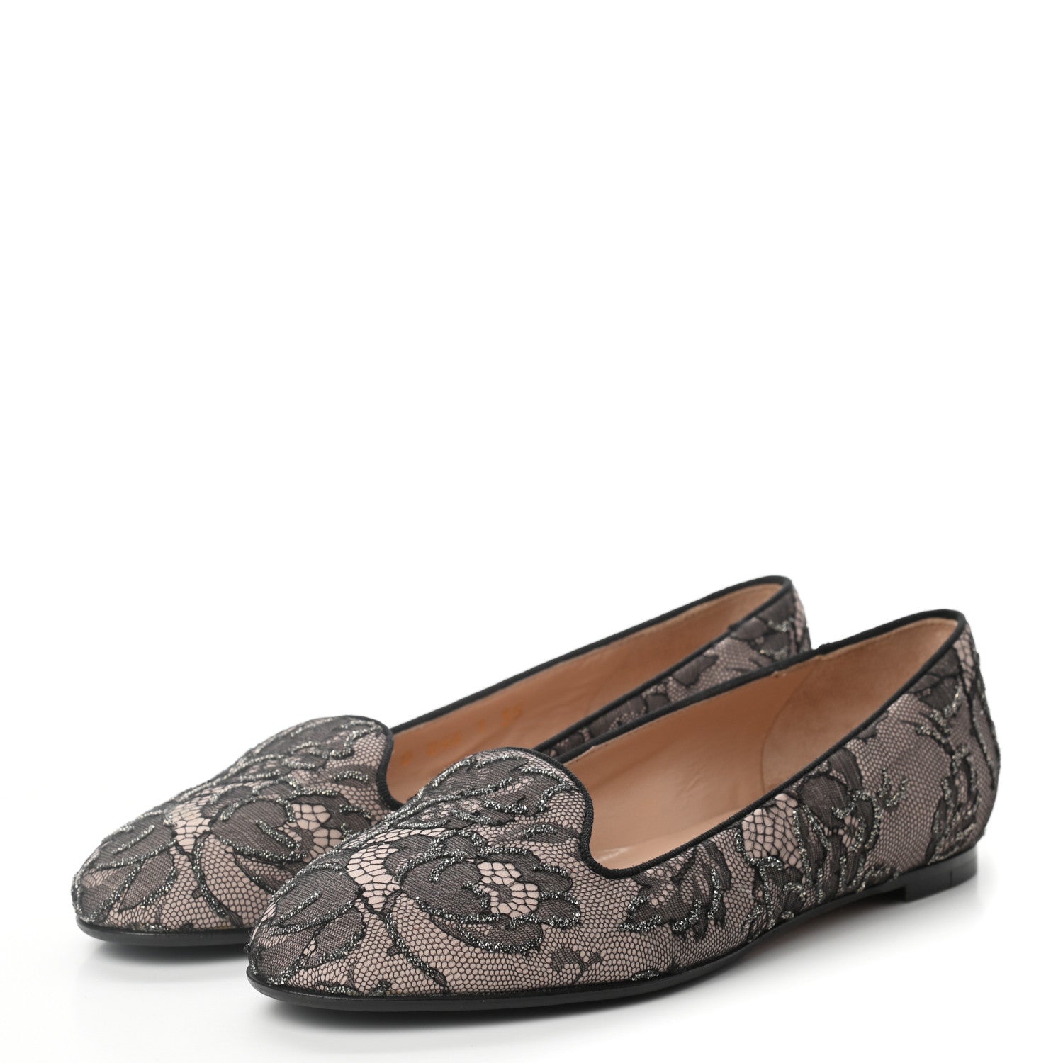 Valentino Garavani Lace Loafer Flats 35 Black 3 of 8