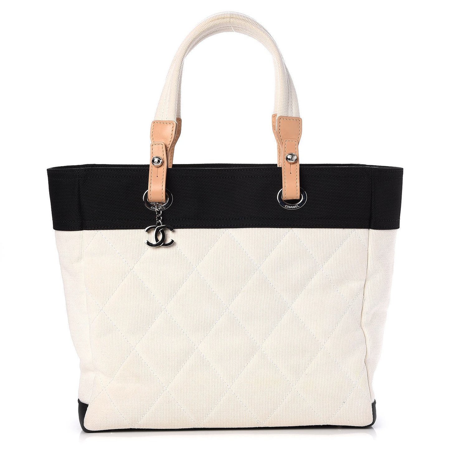 Canvas Large Paris Biarritz Tote White Black