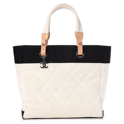 Chanel Canvas Large Paris Biarritz Tote White Black 1 of 6