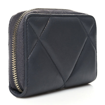 Chanel Lambskin Quilted Chanel 19 Zip Around Coin Purse Wallet Dark Grey 3 of 9