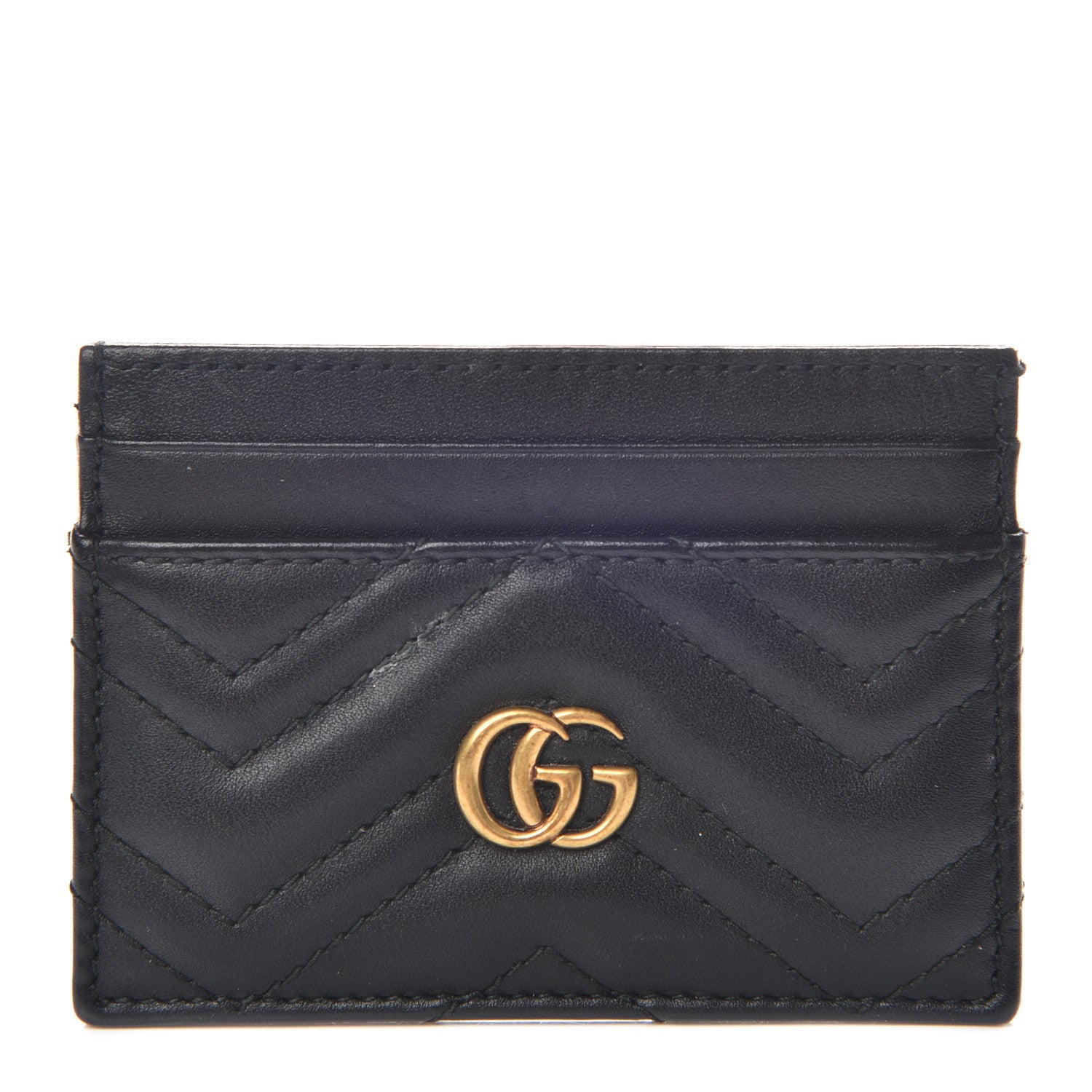 Gucci Calfskin Matelasse GG Marmont Card Holder Black 1 of 7