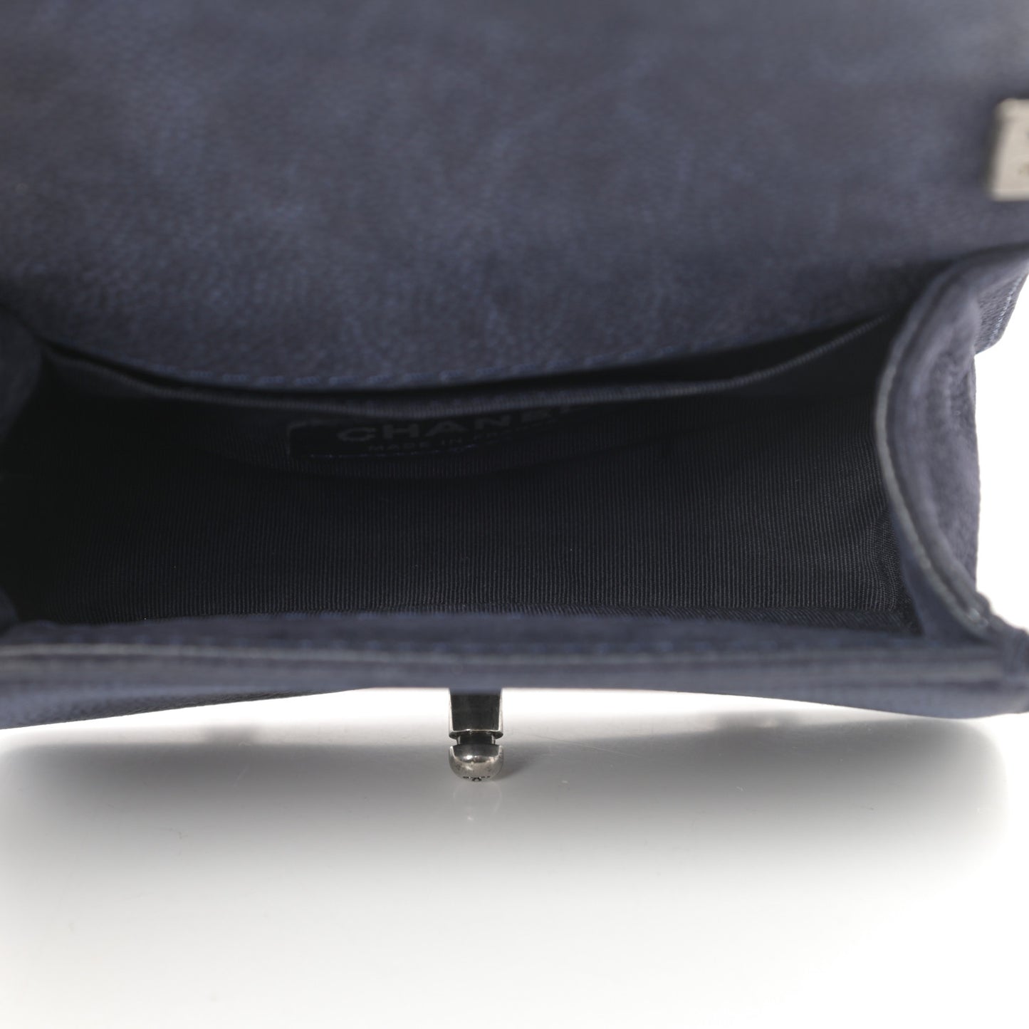 Iridescent Caviar Quilted Mini Boy Flap Navy