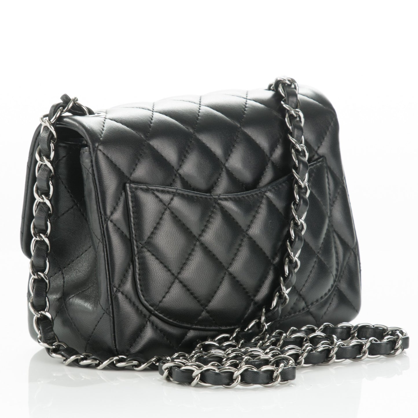 Lambskin Quilted Mini Square Flap Black