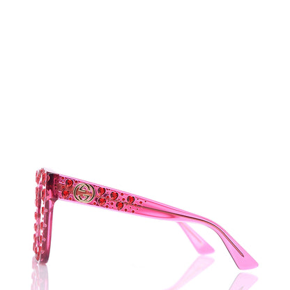 Gucci Acetate Crystal Heart GG0116S Sunglasses Fuchsia 2 of 6