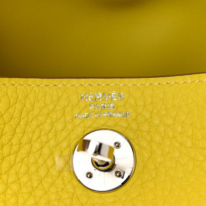 Hermes Taurillon Clemence Mini Lindy 20 Lime 6 of 11