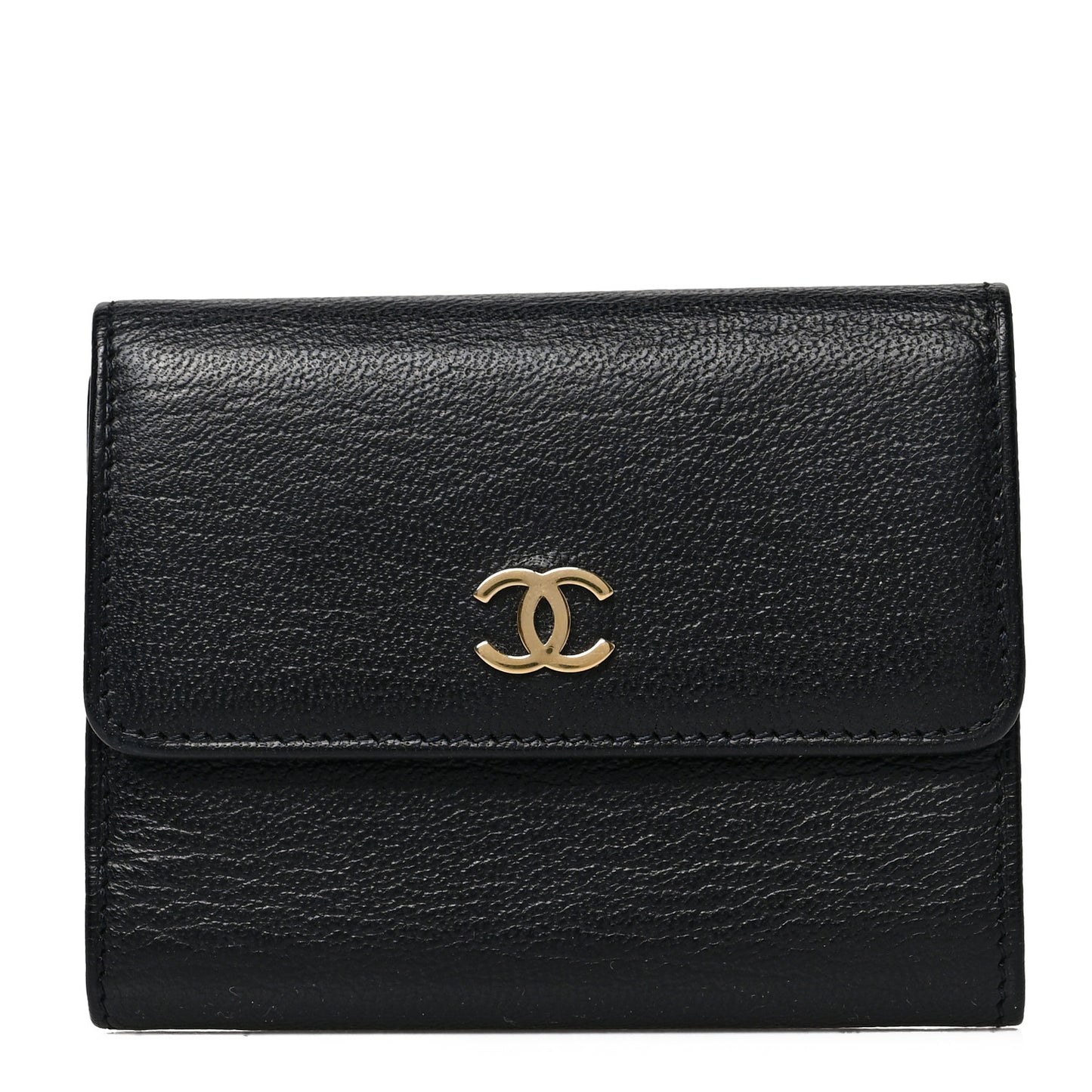 Goatskin CC Flap Card Holder Black
