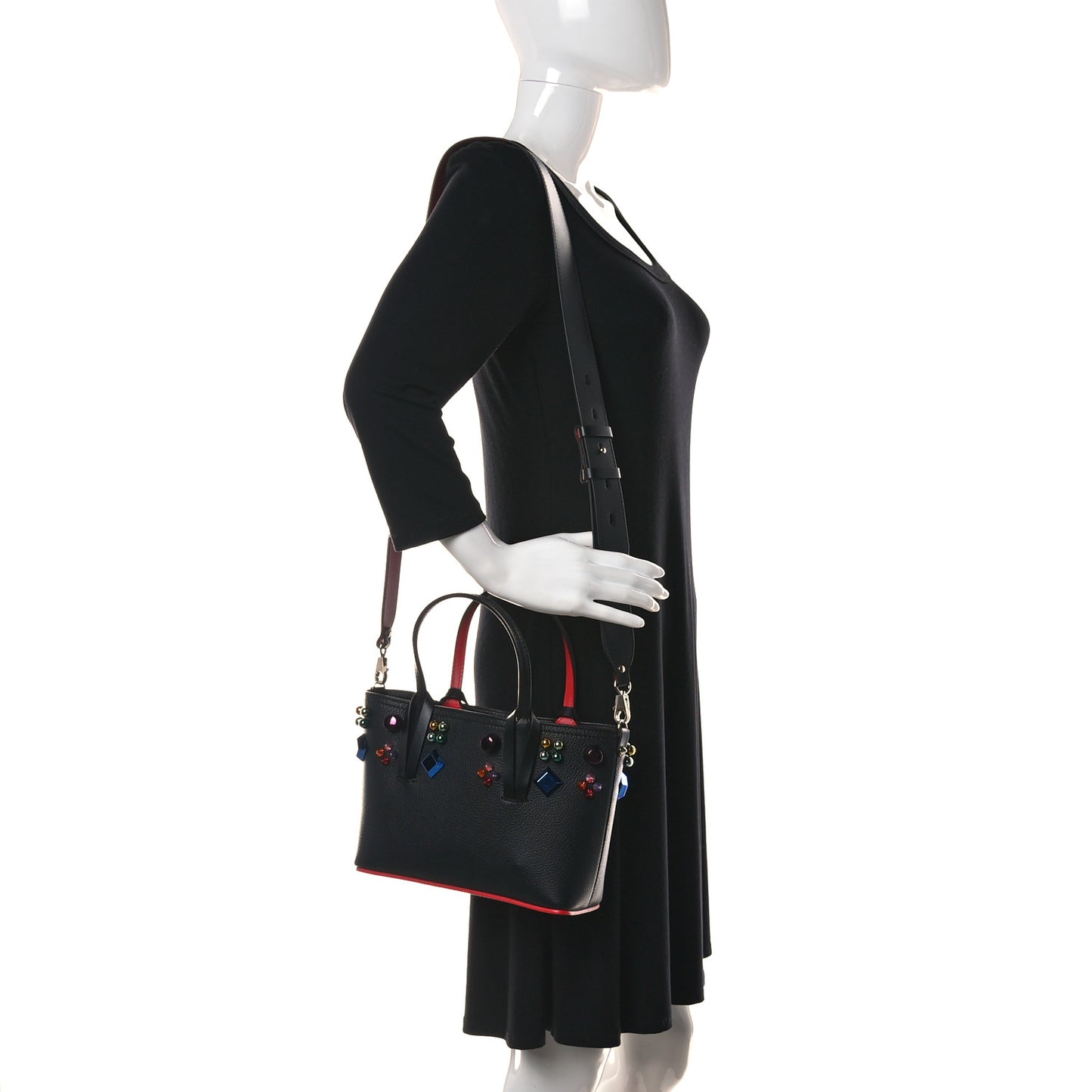 Calfskin Embellished Mini East West Cabata Tote Black