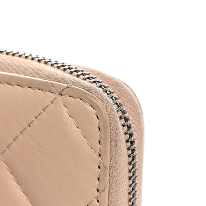 Chanel Aged Calfskin Quilted Small Gabrielle Zip Around Wallet Beige Black 13 of 15