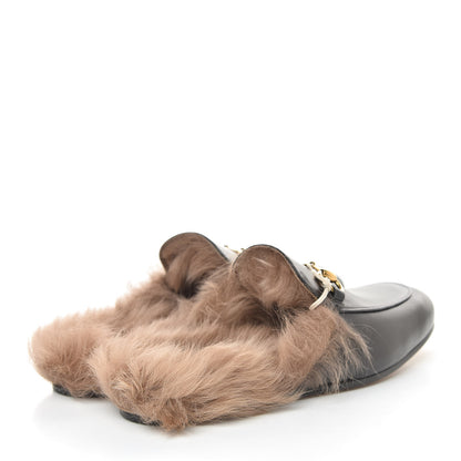 Gucci Calfskin Fur Mens Princetown Slippers 6 Black 4 of 8