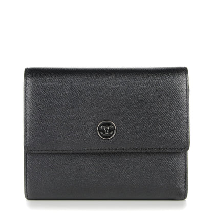Chanel Grained Calfskin CC Button Flap Wallet Black 1 of 8