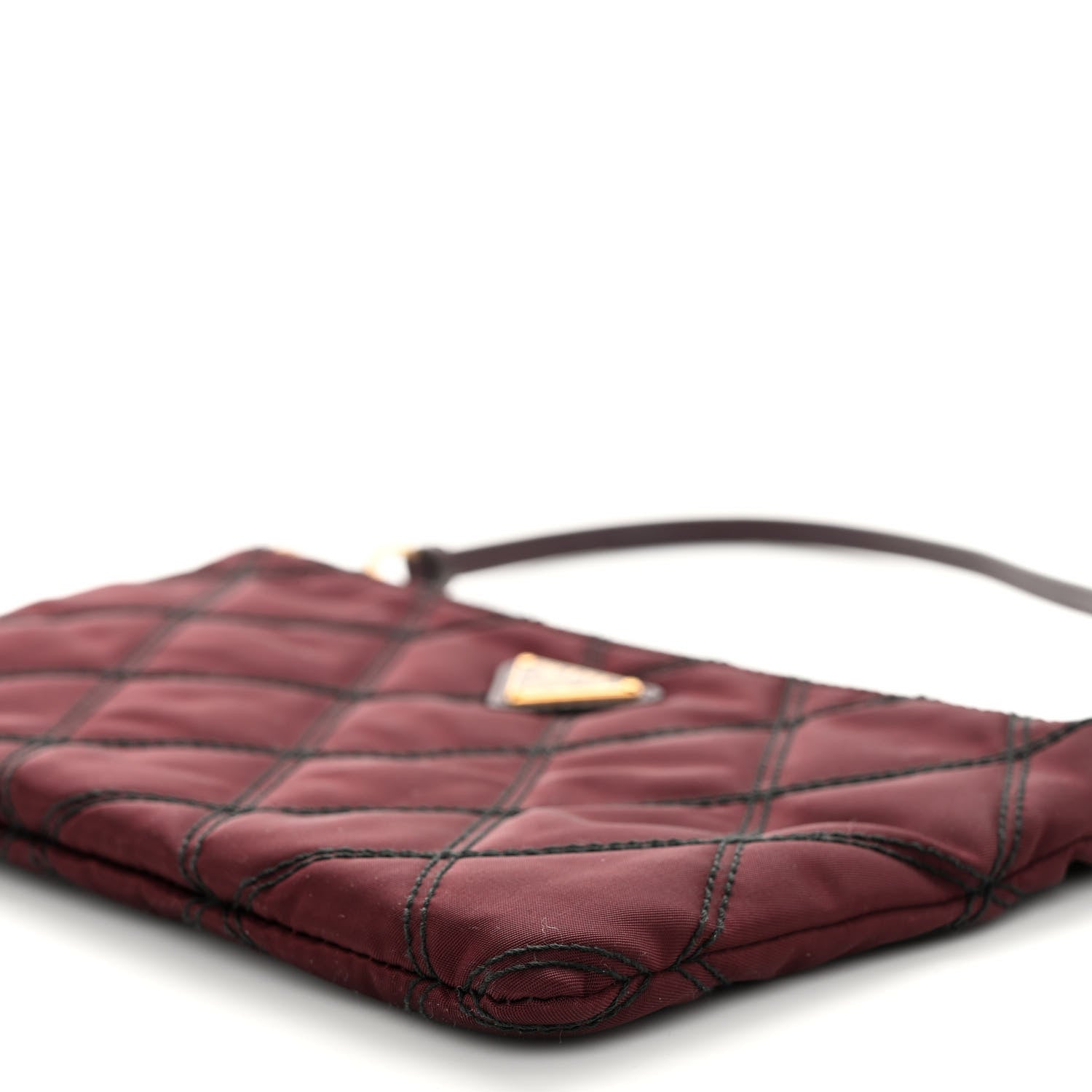 Prada Tessuto Nylon Quilted Pochette Bag Granato 9 of 9