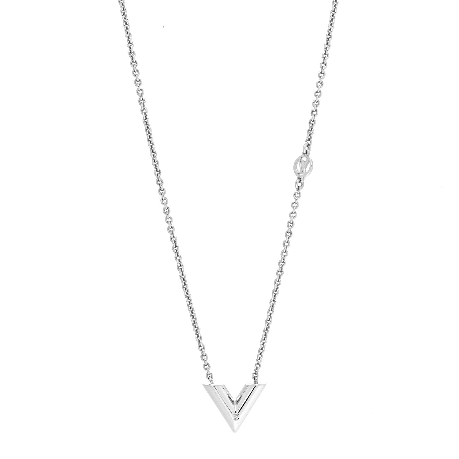 Louis Vuitton Metal Essential V Supple Necklace Silver 1 of 6