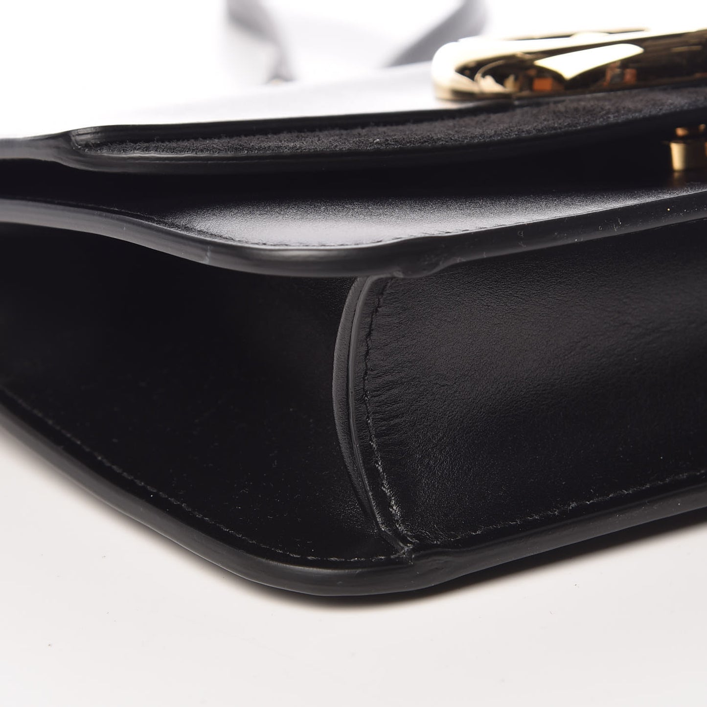 Calfskin Suede C Clutch With Chain Black