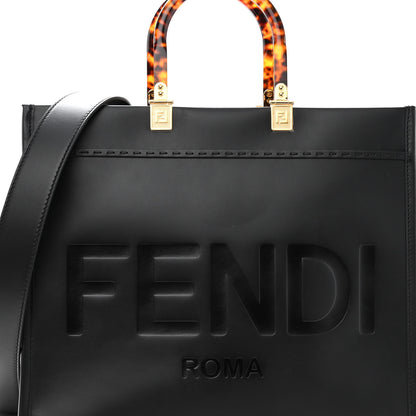 Fendi Vitello King Plexiglass Medium Fendi Sunshine Shopper Tote Black 7 of 9