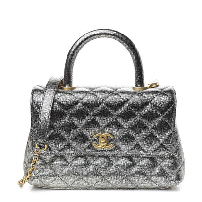 Chanel Metallic Caviar Quilted Mini Coco Handle Flap Silver 1 of 10