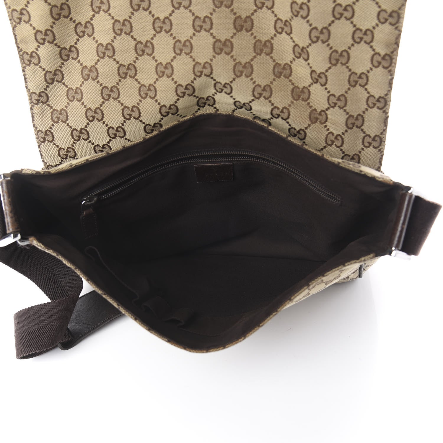 Gucci Monogram Small Flap Messenger Bag Beige Dark Brown 4 of 8