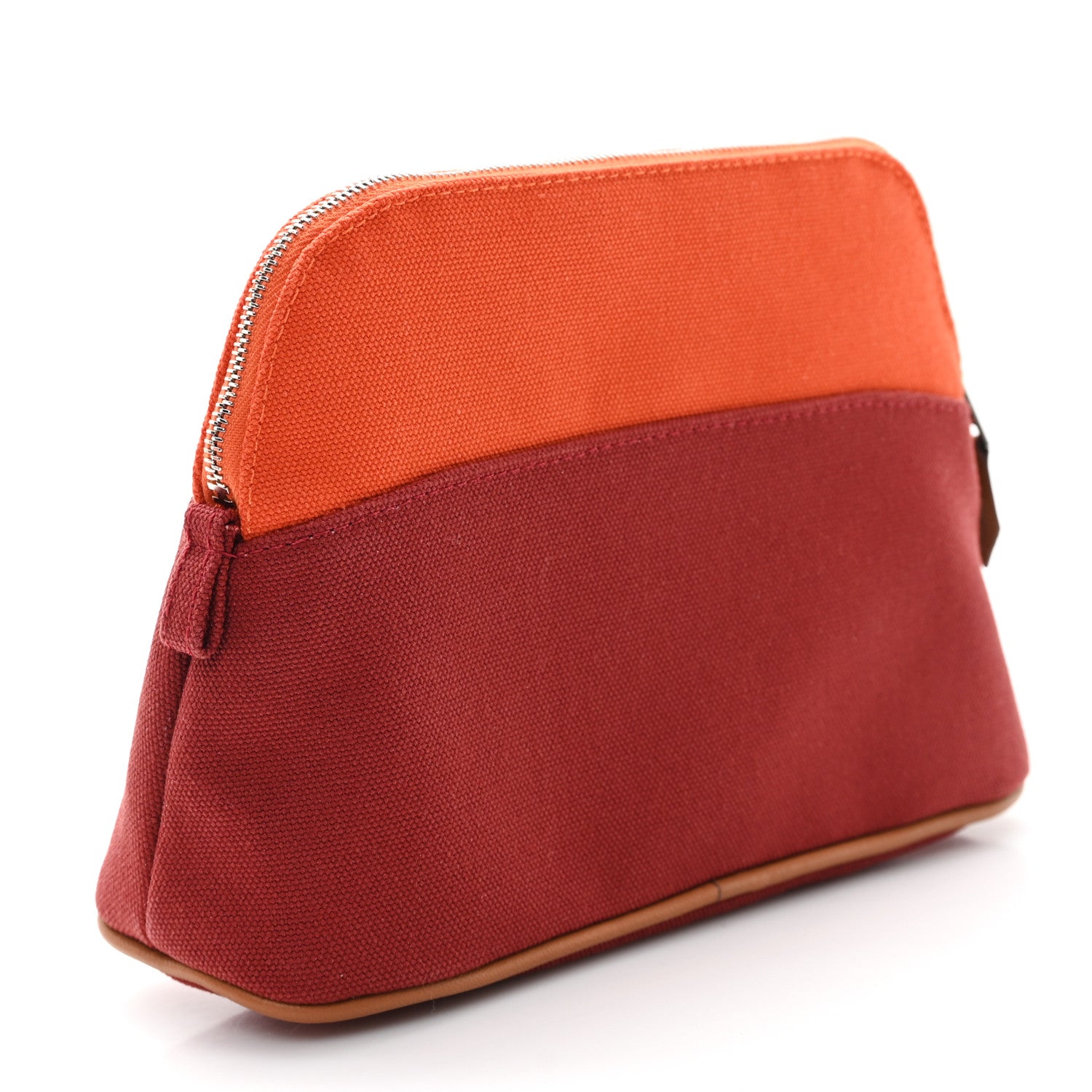 Hermes Cotton Canvas Bolide Travel Cosmetic Pouch Feu Tomette 3 of 7