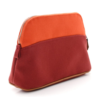 Hermes Cotton Canvas Bolide Travel Cosmetic Pouch Feu Tomette 3 of 7