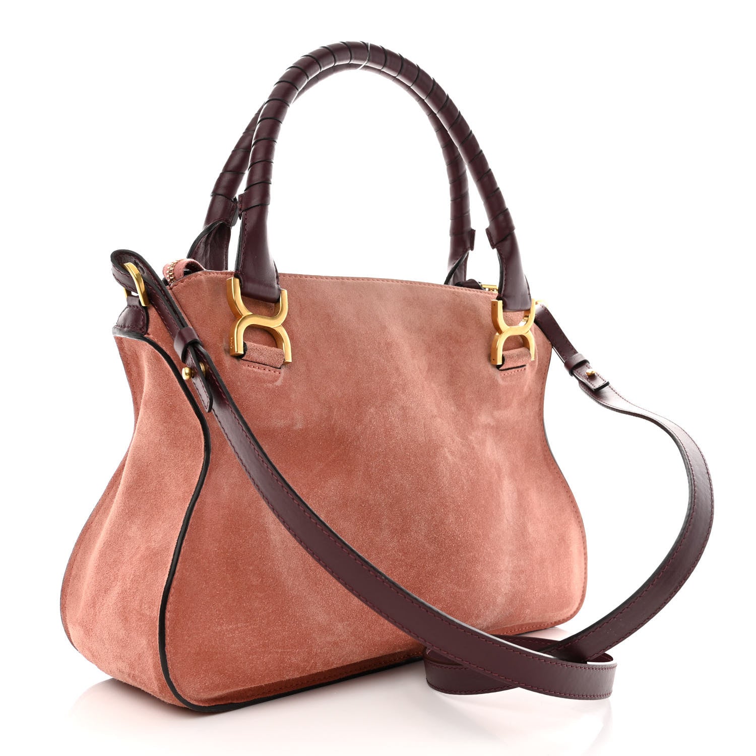 Chloe Suede Calfskin Braided Medium Marcie Double Carry Canyon Rose 3 of 14