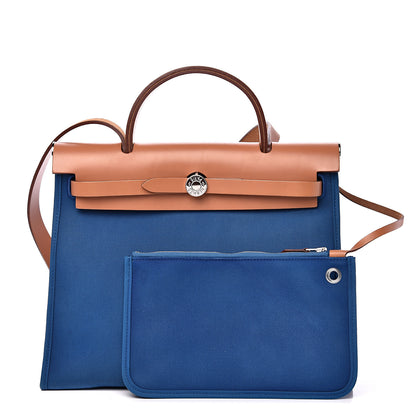 Hermes Vache Hunter Toile Herbag Zip 31 PM Azur Natural 1 of 15