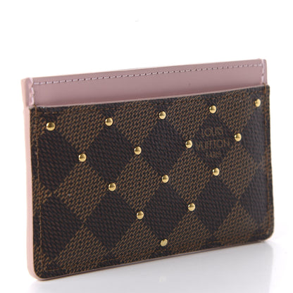 Louis Vuitton Damier Ebene Studded Card Holder Rose Ballerine 3 of 8