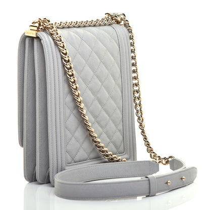 Chanel Caviar Quilted North South Boy Flap Light Grey 3 of 10