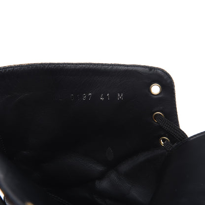 Louis Vuitton Calfskin Monogram Wonderland Flat Ranger Boots 41 Black 7 of 14