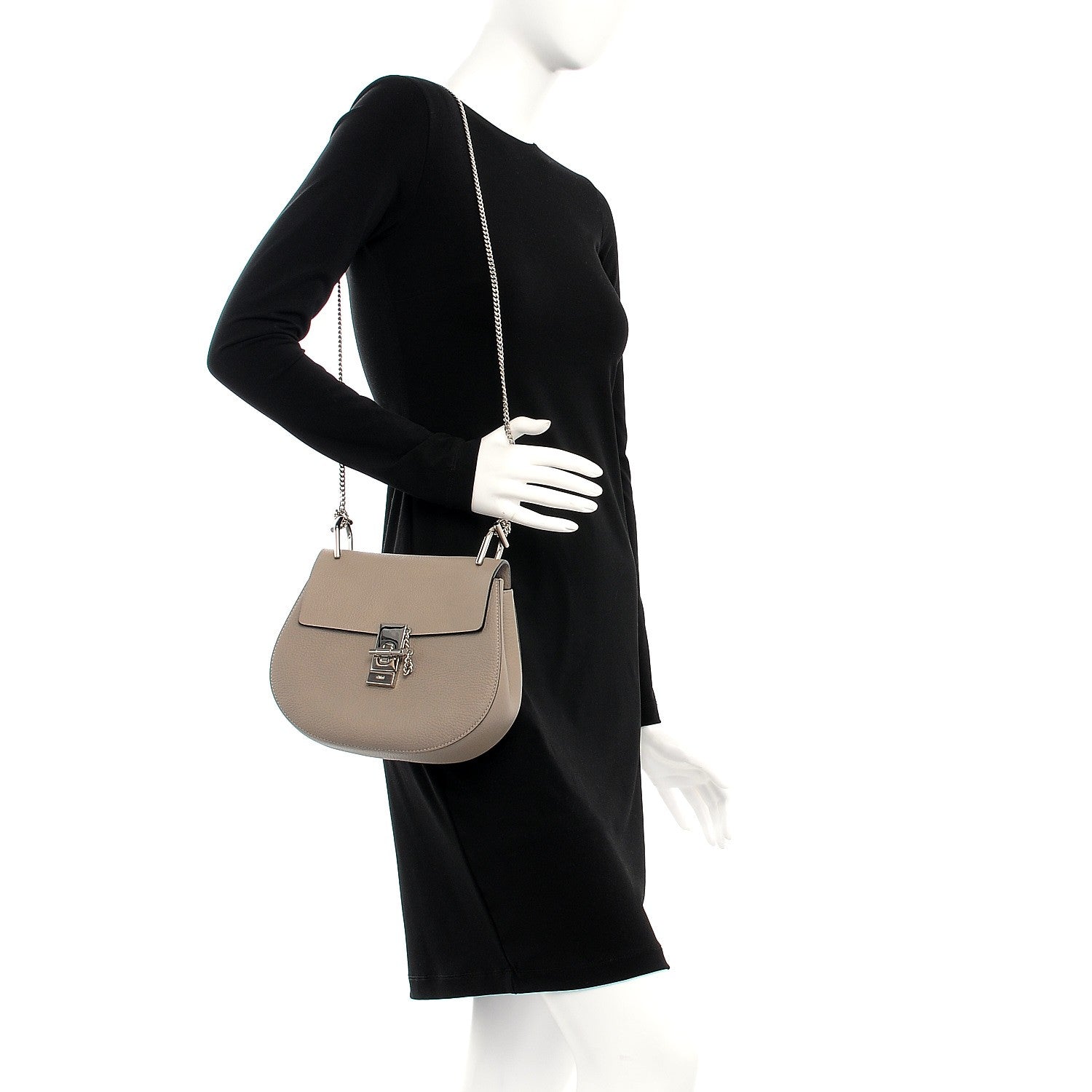 Chloe Grained Lambskin Drew Shoulder Bag Motty Grey 2 of 7