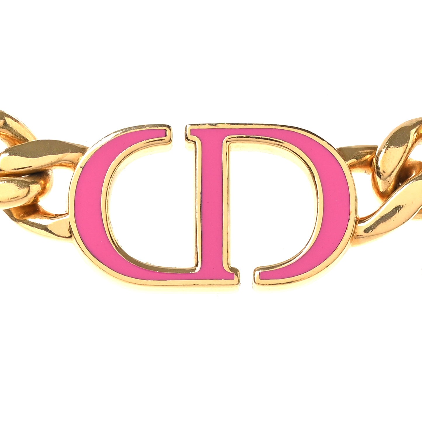 Metal CD Choker Necklace Gold Pink