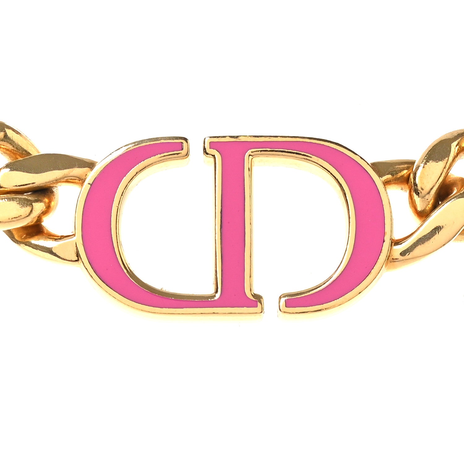 Christian Dior Metal CD Choker Necklace Gold Pink 4 of 8