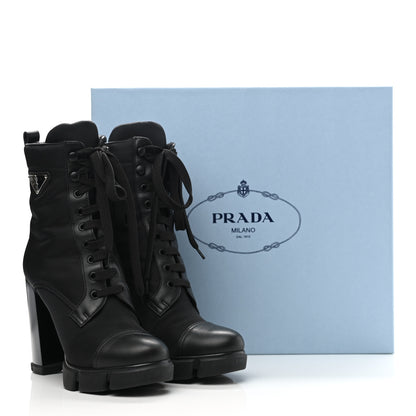 Prada Spazzolato Re-Nylon Metal Triangle Logo 110mm Ankle Boots 37.5 Black 8 of 8