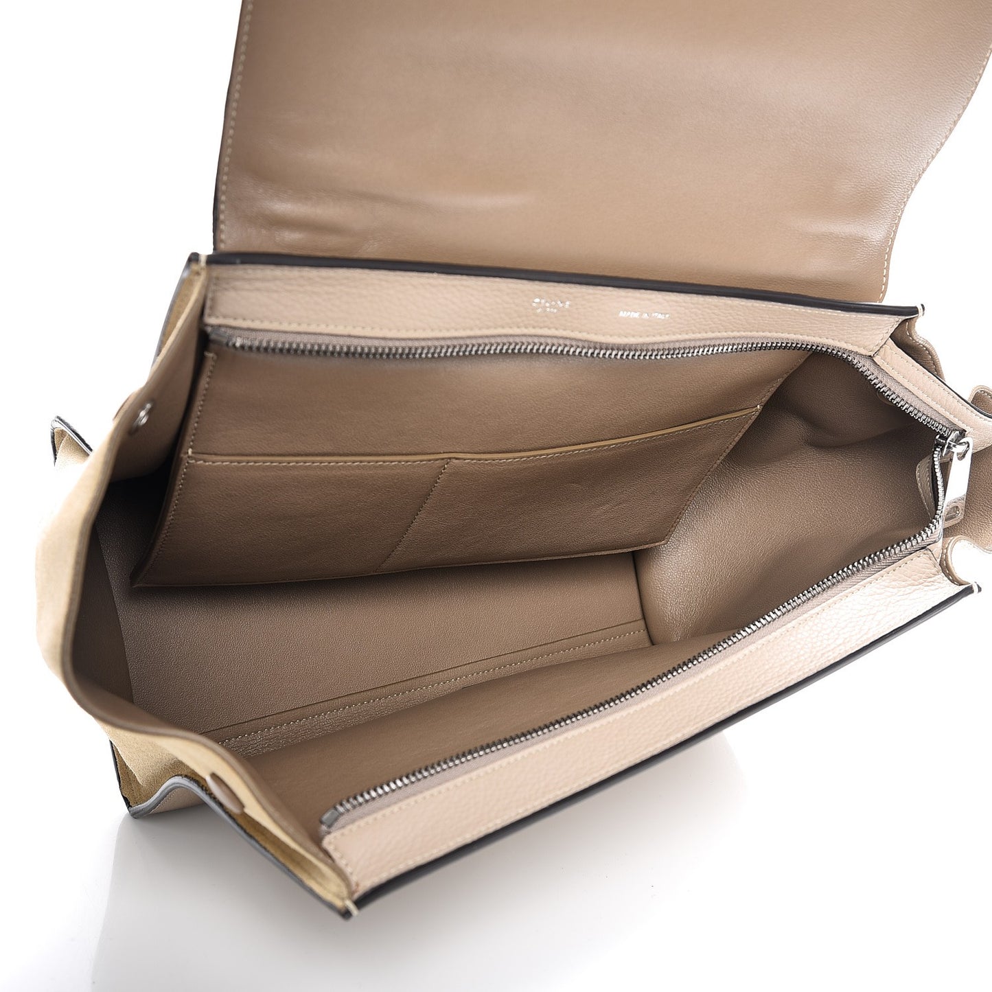 Drummed Calfskin Suede Small Trapeze Dune