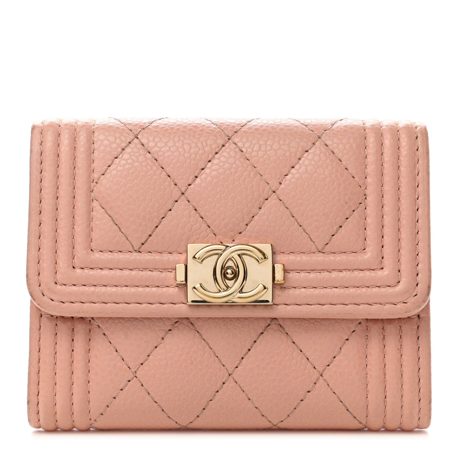 Chanel Caviar Quilted Boy Flap Card Holder Beige 1 of 9
