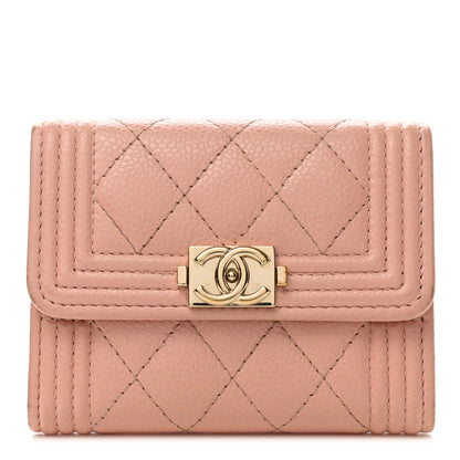 Chanel Caviar Quilted Boy Flap Card Holder Beige 1 of 9