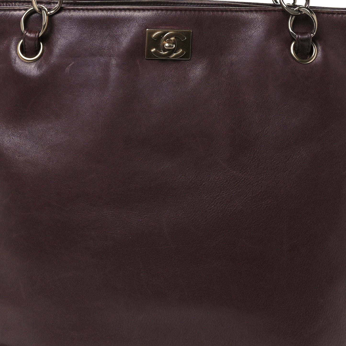 Lambskin North South Tote Burgundy