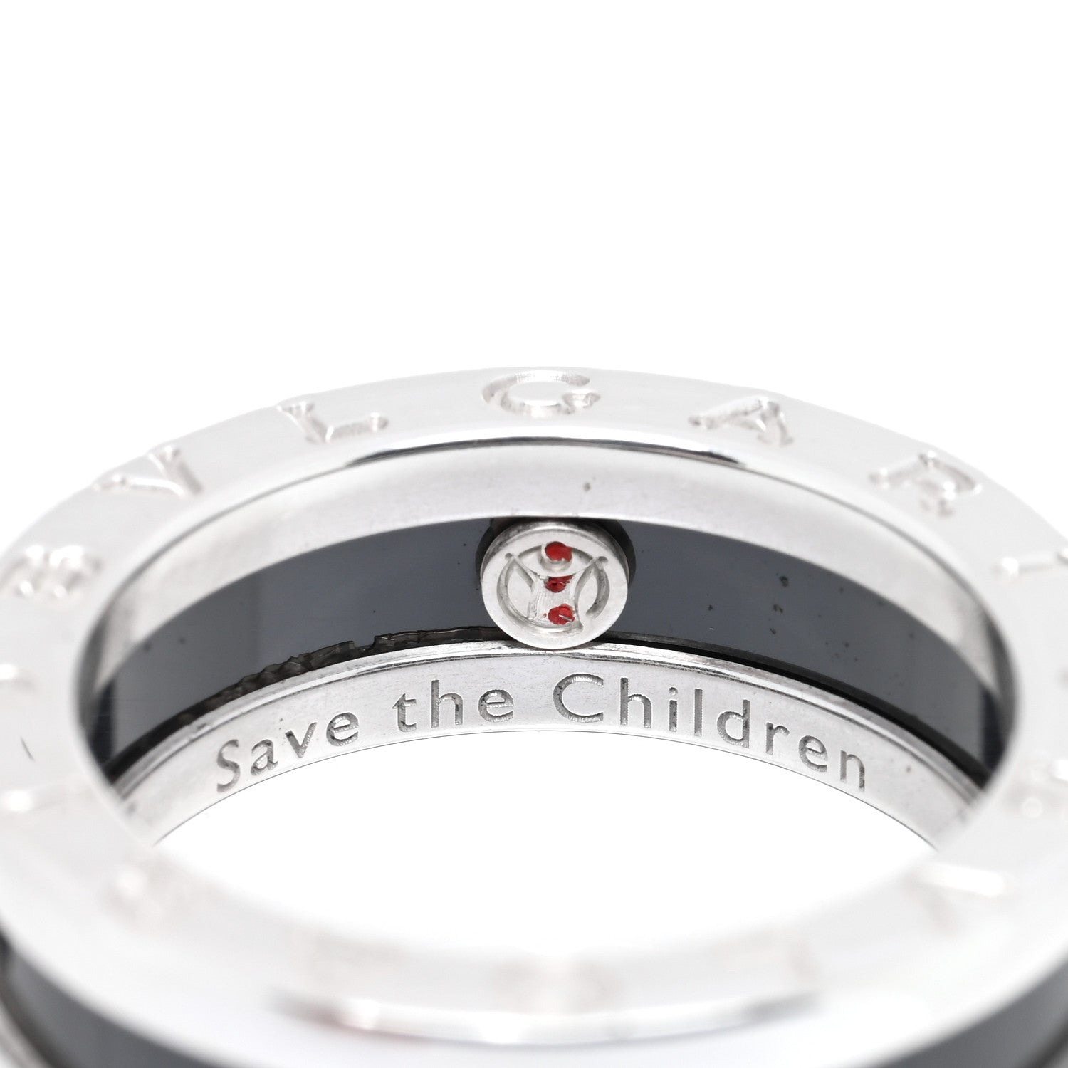 Bulgari Sterling Silver Ceramic Save The Children One-Band Ring 52 6 4 of 4