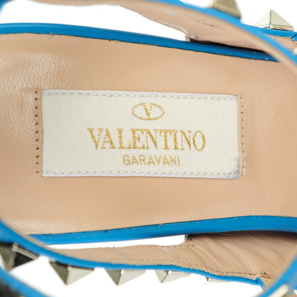 Valentino Garavani Calfskin Enchanted Wonderland Rockstud Ankle Strap Pumps 36 Light Stone 7 of 9